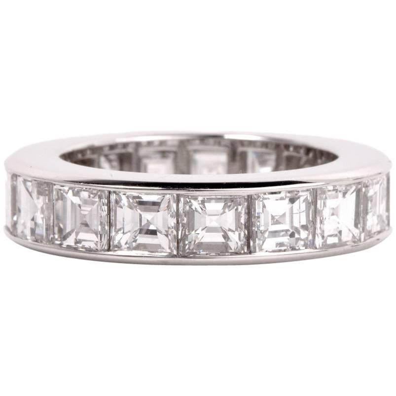 Asscher Diamonds Platinum Eternity Band Ring