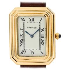 Cartier Yellow Gold "Cristallor” Tank Manual Wind Wristwatch 
