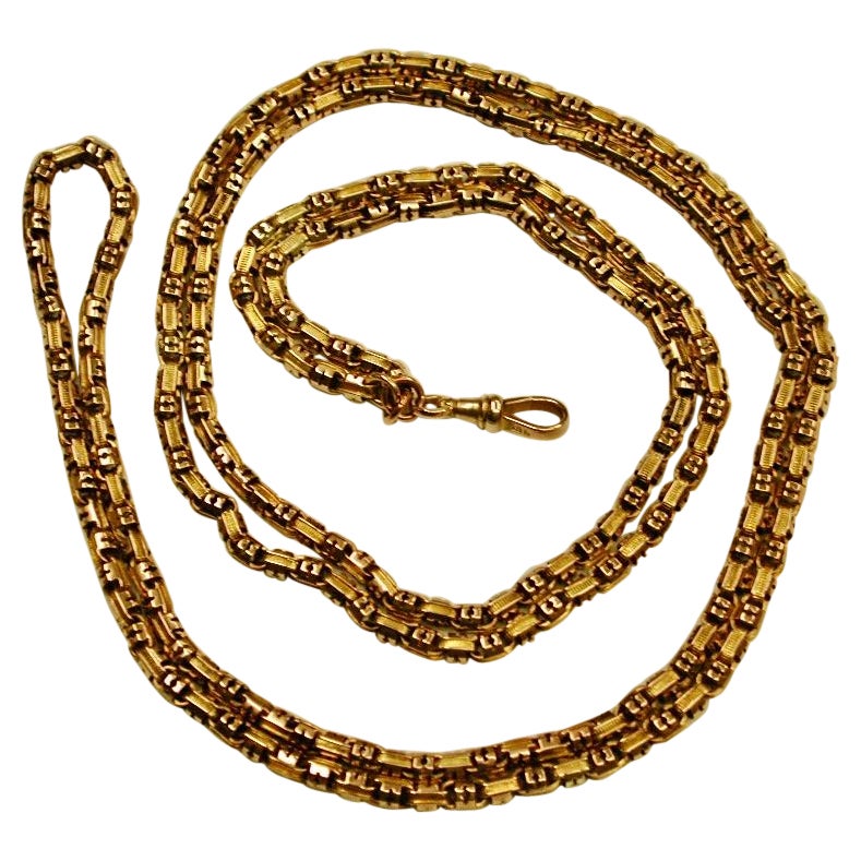 Antique Victorian 9ct Gold Guard Chain 48 Inches Long Dated Circa 1880 For Sale