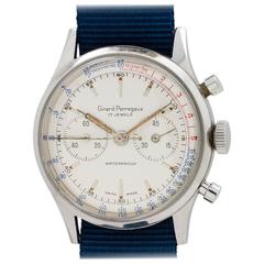 Retro Girard Perregaux Stainless Steel Chronograph Manual Wind Wristwatch 