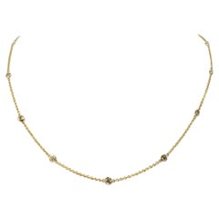 14 Karat Yellow 1.01 Carat Round-cut Diamonds by the Yard Necklace 18"