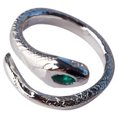 Emerald White Diamond Snake Ring Argent Cocktail Style Sterling J Dauphin