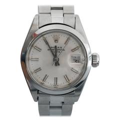 Vintage Rolex Ladies Stainless Steel Date Oyster Perpetual Wristwatch