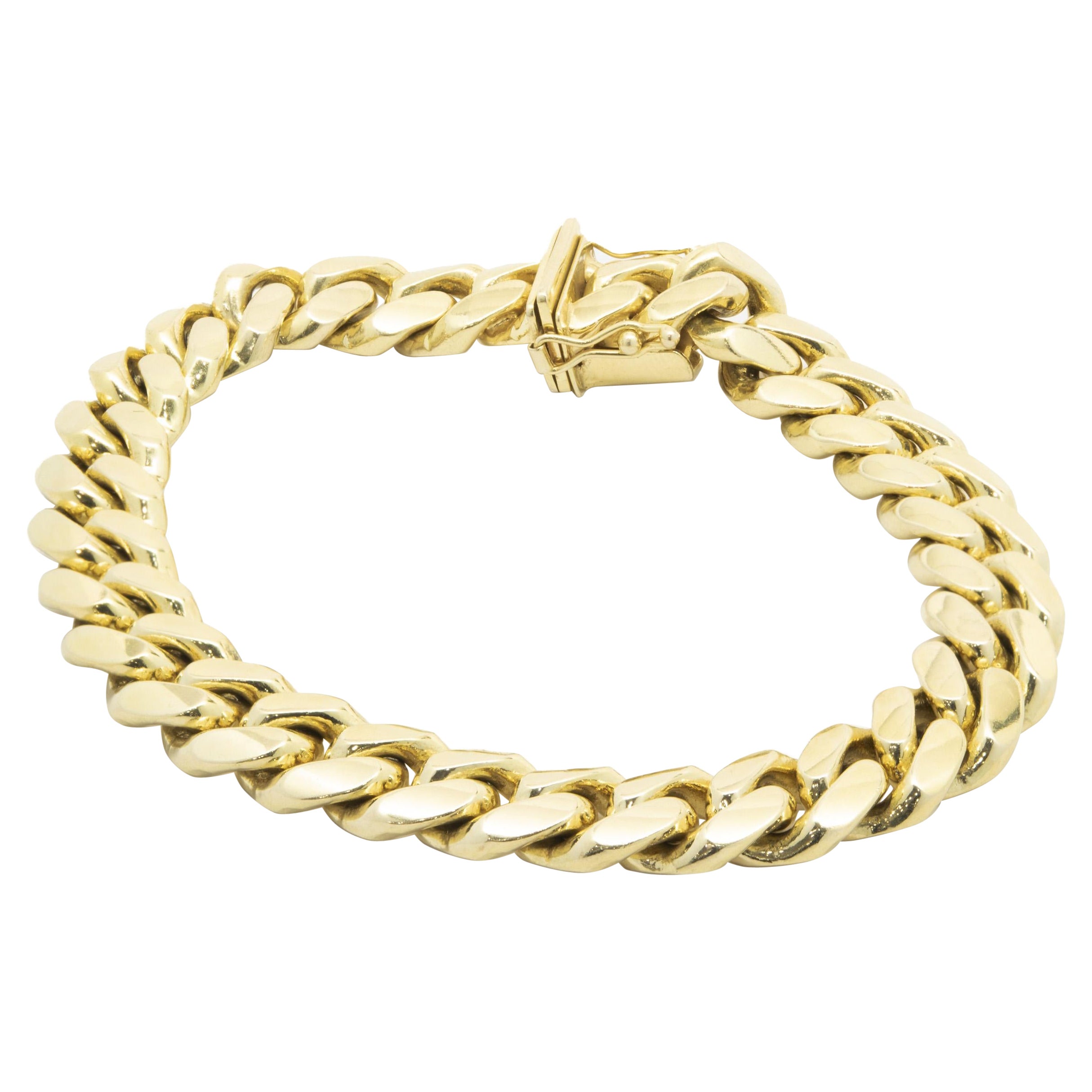 14 Karat Yellow Gold Cuban Link Bracelet