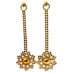 18k Fine Italian Yellow Gold Interlocking Dangling Post Earrings