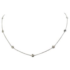 14 Karat White 1.08 Carat Natural Round-cut Diamonds by the Yard Necklace 17"