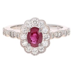 1.65 Carat Natural Ruby Diamond White Gold Bridal Ring