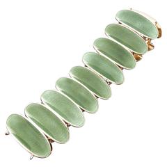 Scandinavian Modern David Andersen Silver Guilloche Enamel Bracelet 