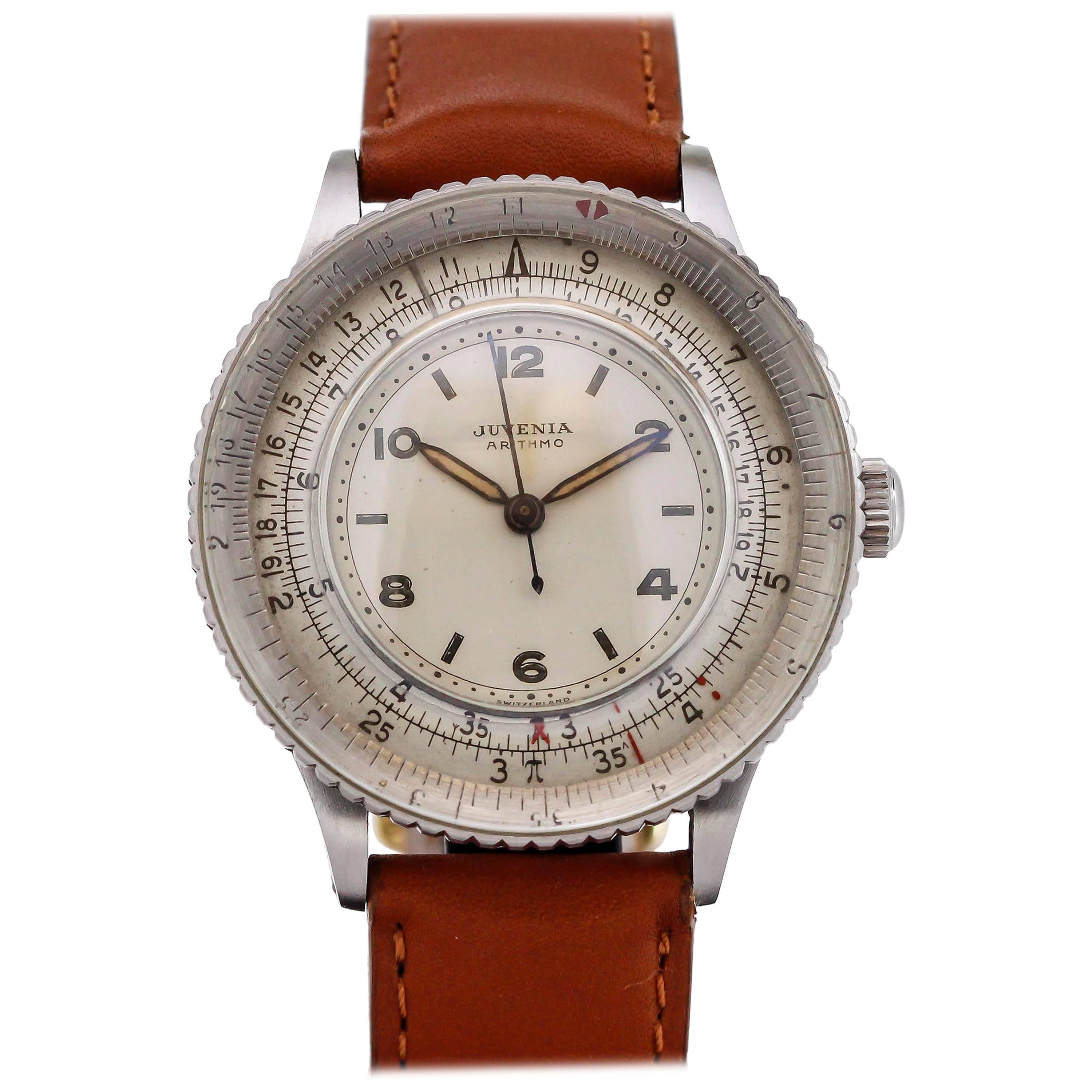 Juvenia Stainless Steel Arithmo 1st Calculator Wristwatch