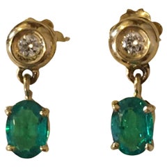 Certified 2.15 Carats Colombia Emerald  Diamonds 18k Gold Earrings 