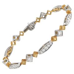 Fancy Yellow Diamond Gold Platinum Bracelet 7