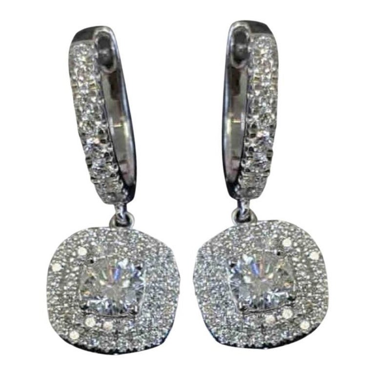 Certified 1.00 Carats Natural Diamonds 18K Gold Earrings  For Sale