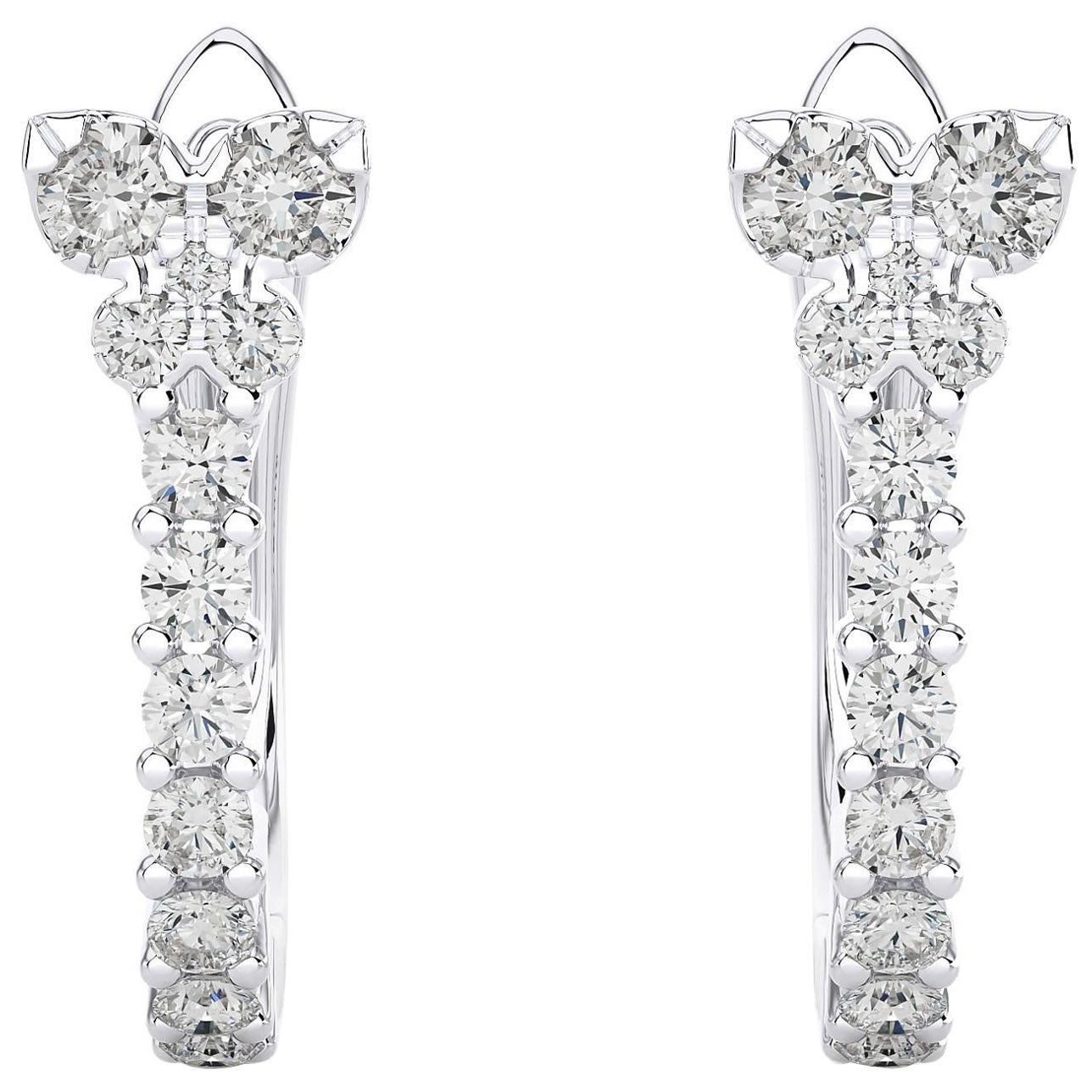 14KW Gold - Modern Diamond Huggie Earrings (0.31 Ct). For Sale