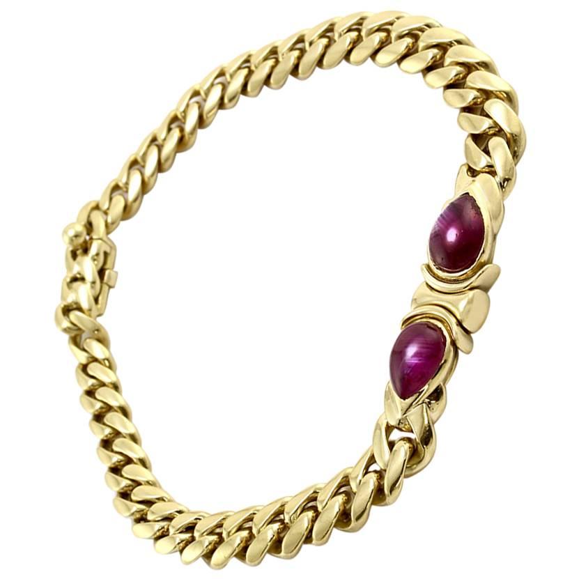 Bulgari Ruby and Gold Link Bracelet 