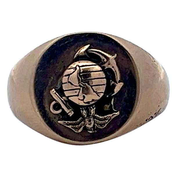 Unit Insignia Rings Vintage Balfour United States Marine Corps 10k Yellow Gold Military ...
