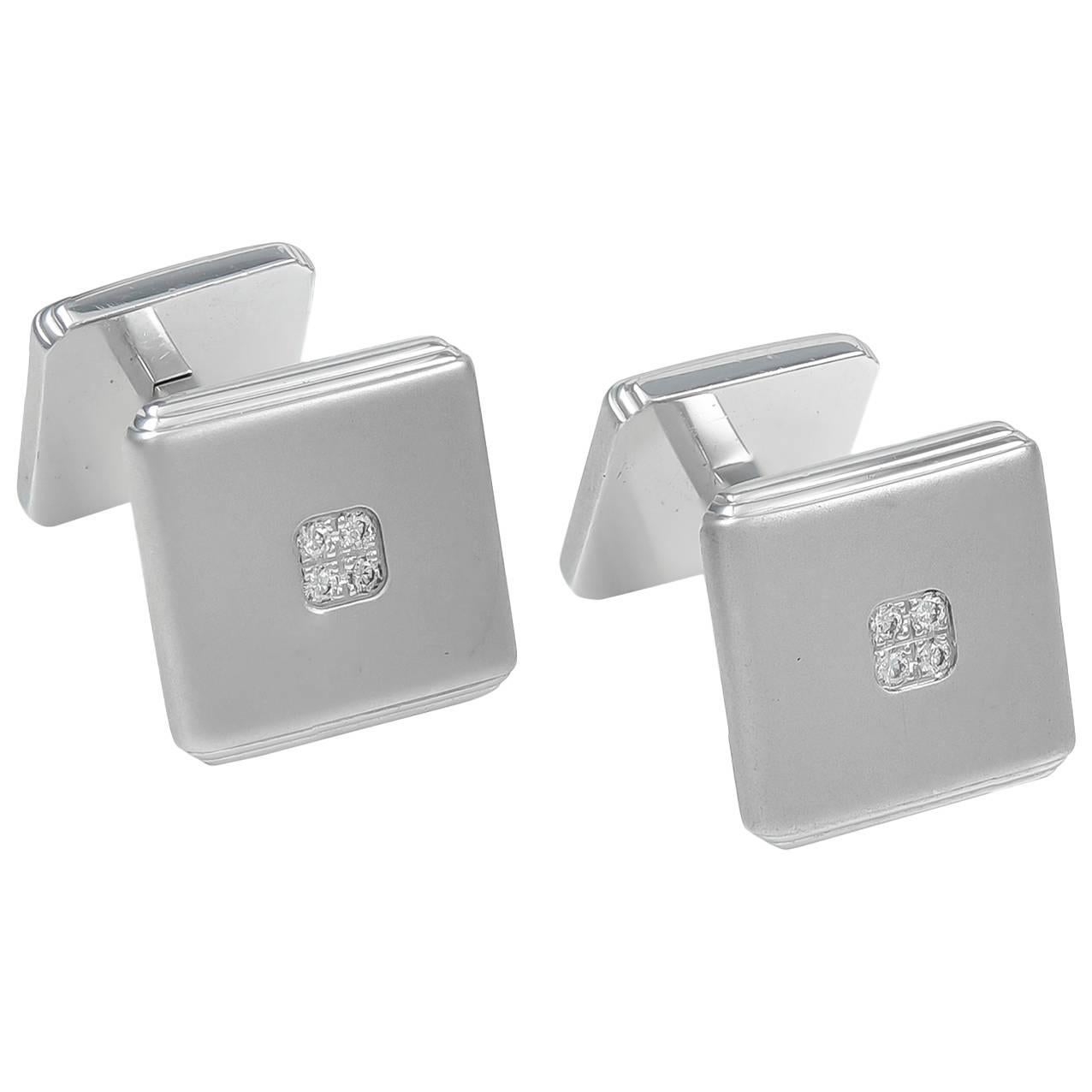 TIFFANY & CO. Diamond White Gold Cufflinks