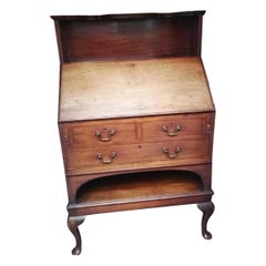 English Deco Solid Rosewood Top Secretary Desk With Bookcase