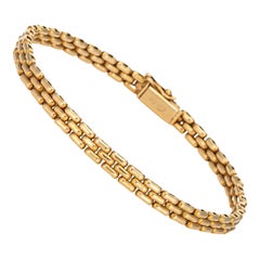 Bracelet Vintage Cartier Maillon Panthere Or Jaune 18k 6.5" 4.2mm Wide Estate