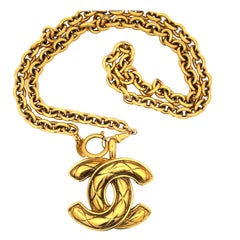 CHANEL Vintage Quilted CC Pendant and Chain