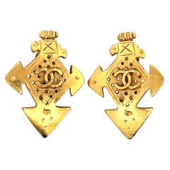 CHANEL Antique Cross CC Earrings