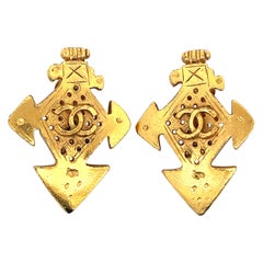 Boucles d'oreilles CHANEL Vintage Cross CC