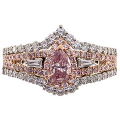 Gin & Grace Pear-Cut Pink Diamond with White Diamond 18k TT Gold Ring