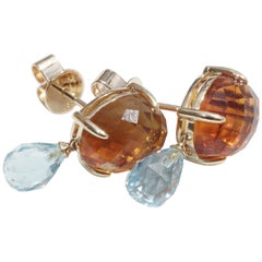 Citrine Blue Topaz Earrings Sky and Sun a combination of special colors and cuts