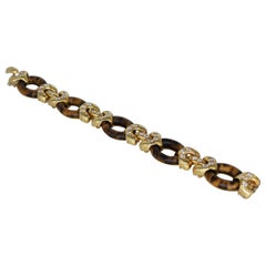 Vintage 3.34 Carats Diamonds and Tiger's Eye Bracelet, 1970 Parisian Design