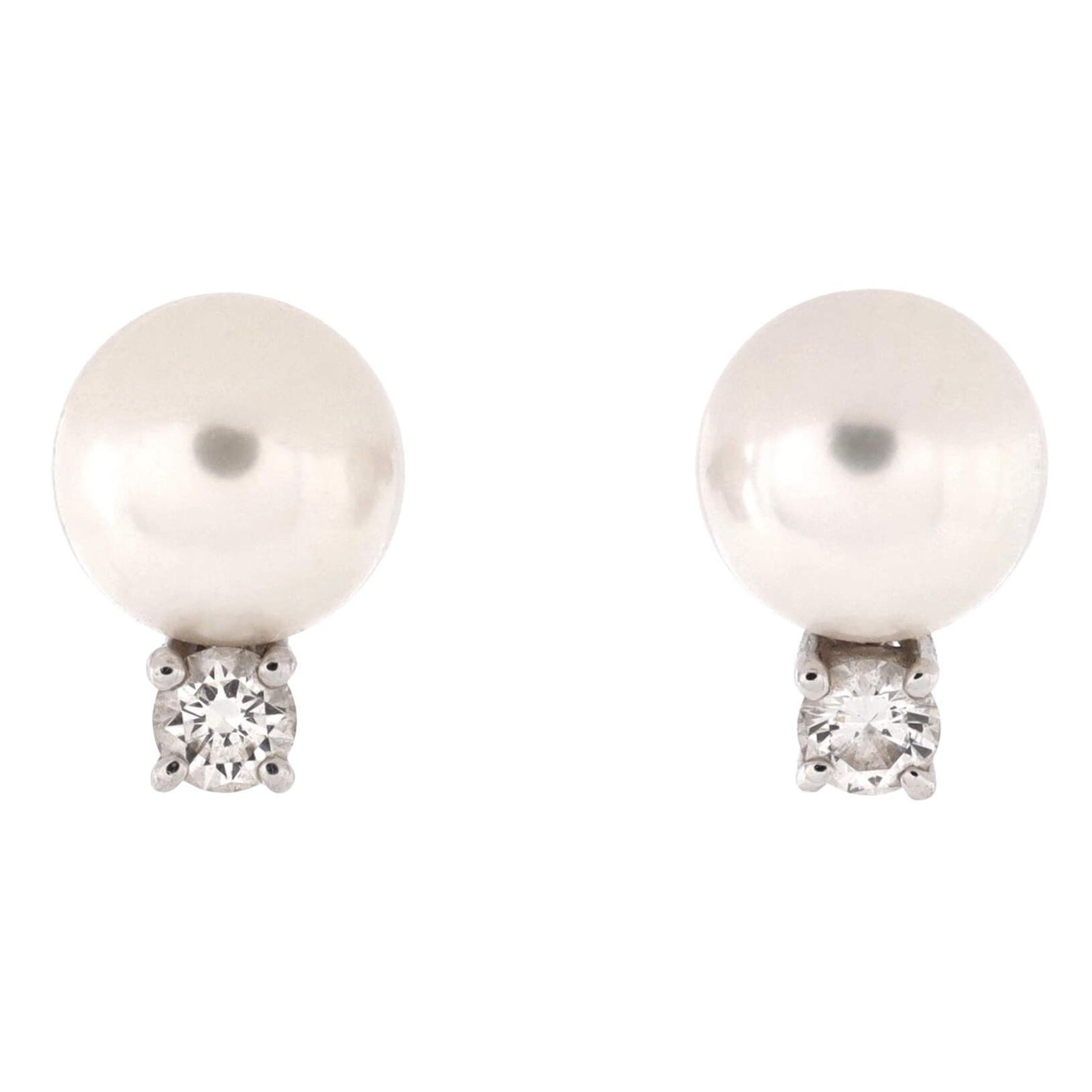 Tiffany and Co. Orecchini Signature in oro bianco 18 carati e perle  coltivate Akoya in vendita su 1stDibs