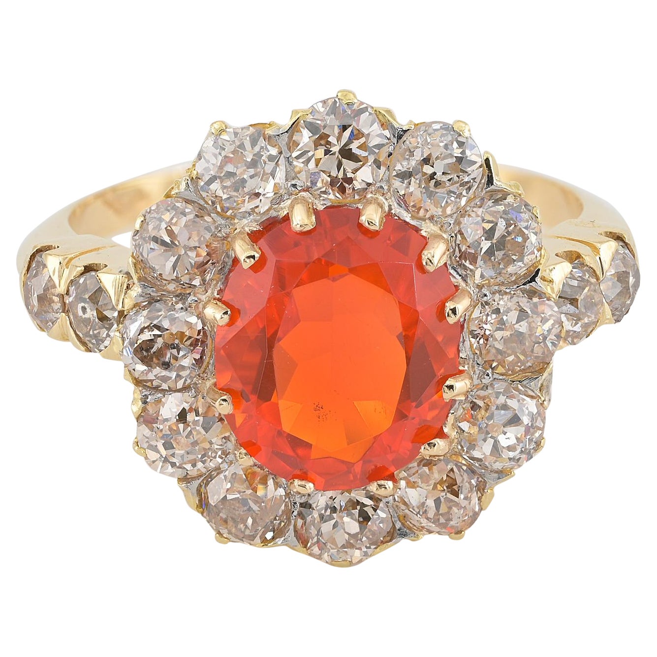 Victorian Fire Opal and Diamond ring