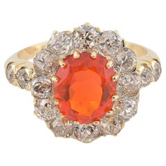 Antique Victorian Fire Opal and Diamond ring