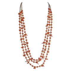 Antique Coral Necklace Native American Indian Santo Domingo Pueblo Heishi Beads 