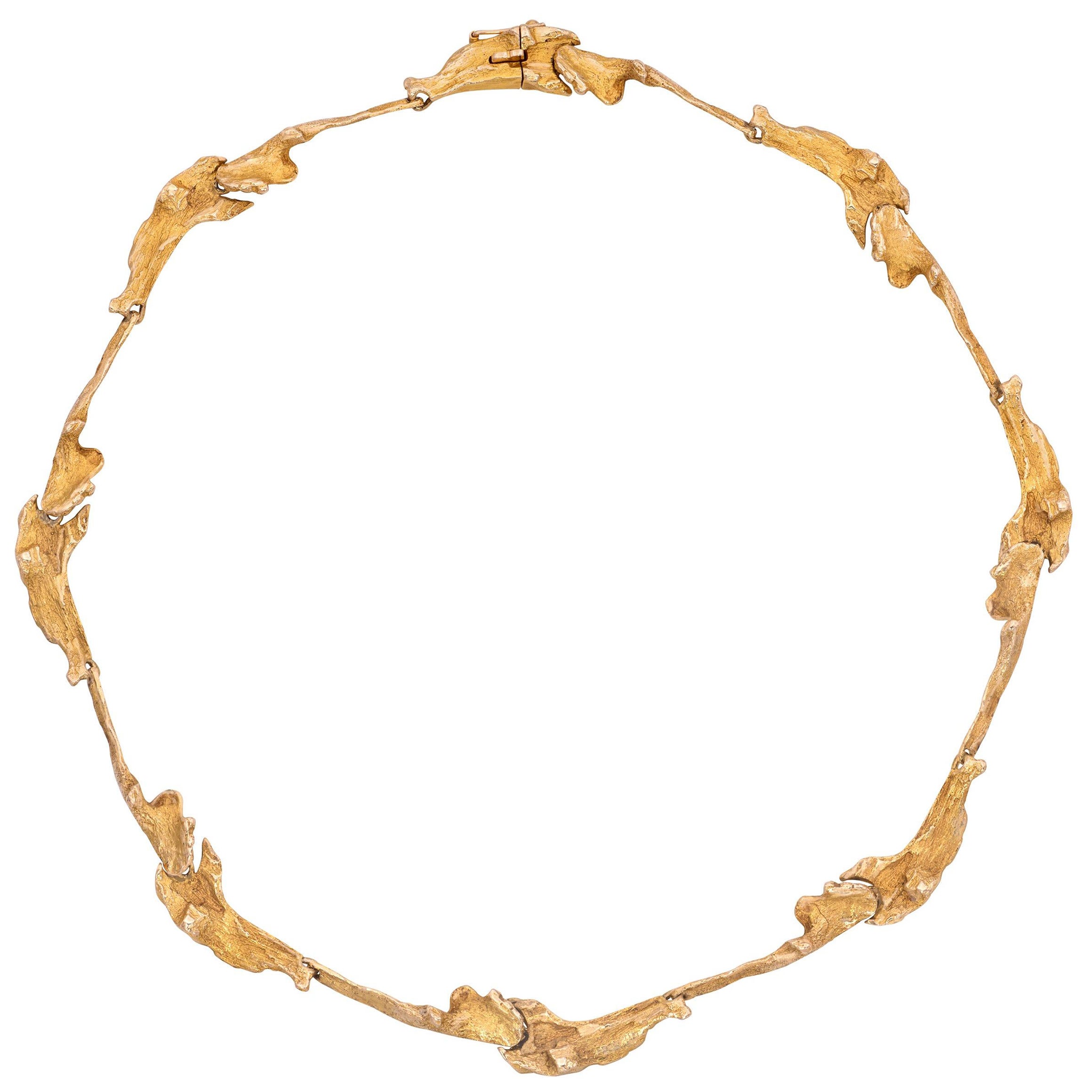 Björn Weckström 14 Karat Yellow Gold "Orchid Psychedelic" Collar Necklace, 1970 For Sale