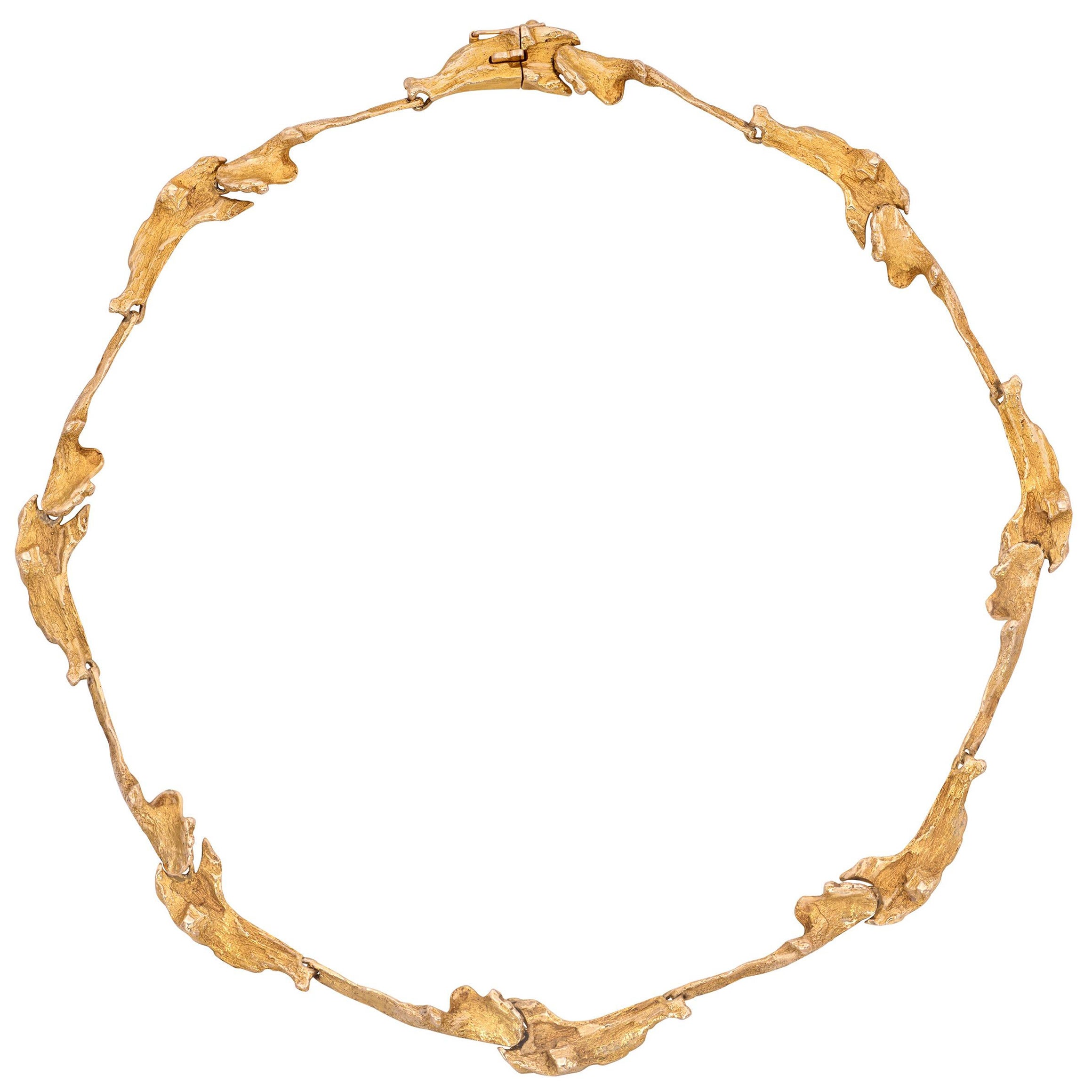 Björn Weckström 14 Karat Yellow Gold "Orchid Psychedelic" Collar Necklace, 1970