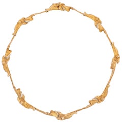 Vintage Björn Weckström 14 Karat Yellow Gold "Orchid Psychedelic" Collar Necklace, 1970