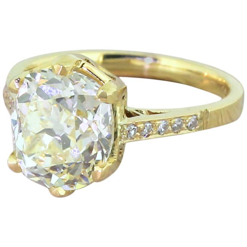 Art Deco 3.66 Carat Fancy Light Yellow Diamond Engagement Ring For Sale