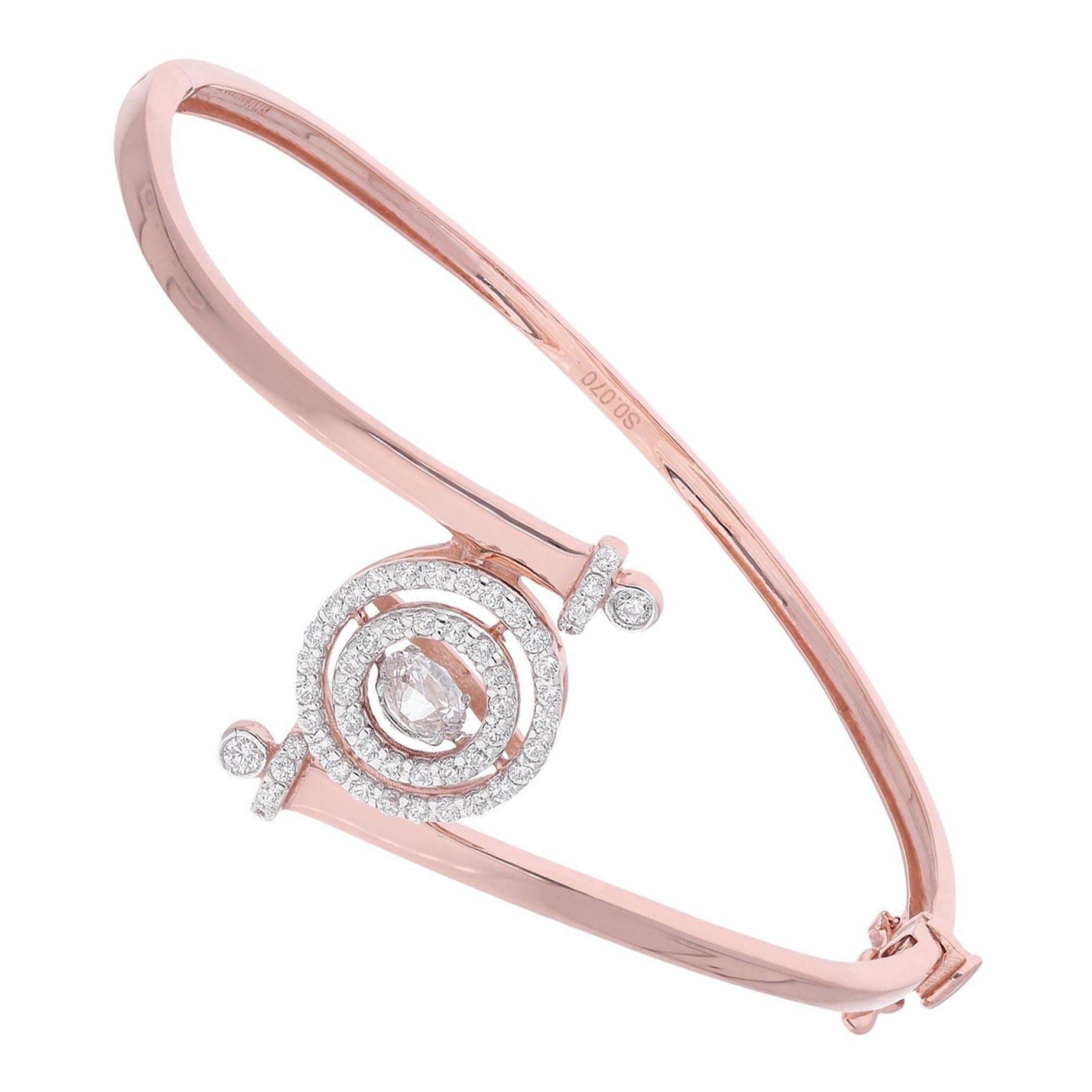 Designer-Armreif aus 14 Karat Roségold mit natürlichen 1,30 Karat Diamanten im Angebot