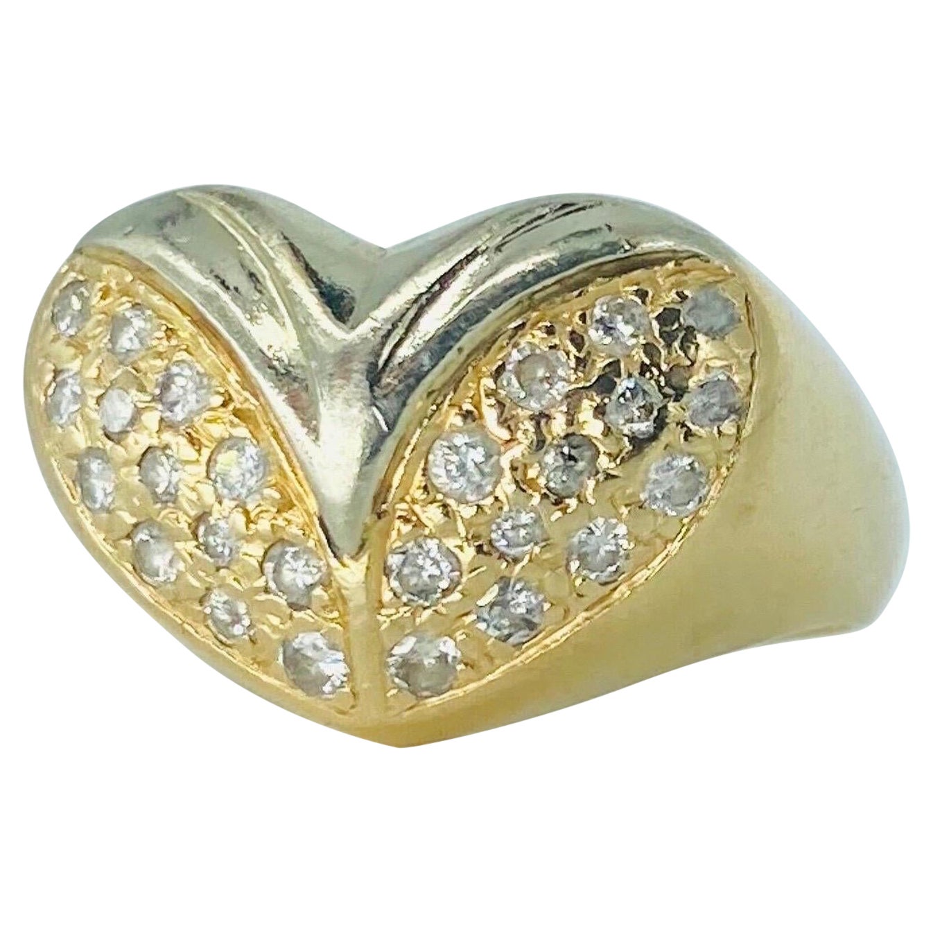 Vintage NISSKO 0.78 Carat Diamonds 2-Tone Gold Heart Love Ring 14k Gold en vente