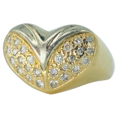 Vintage NISSKO 0.78 Carat Diamonds 2-Tone Gold Heart Love Ring 14k Gold