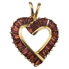 Vintage Signé 1.50 Carat Purple Pink Tourmaline Gemstone Heart Pendentif 14k Gold