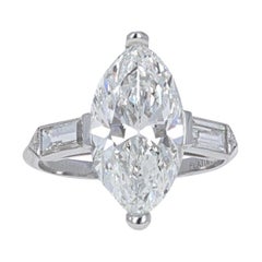 GIA Certified, Art-Deco 4.02 Carat Antique Marquise Diamond Engagement Ring