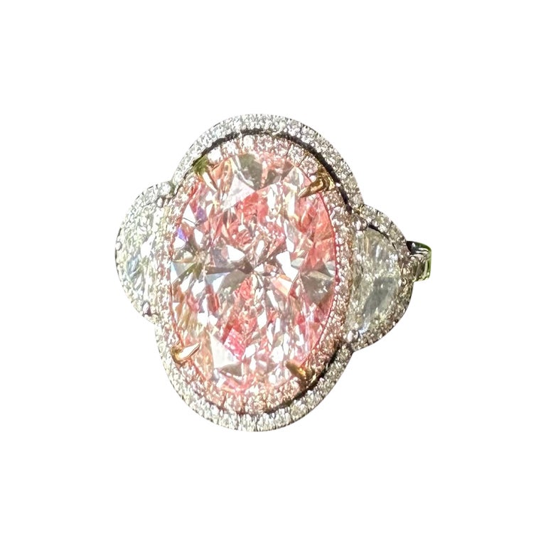  Seltener GIA zertifizierter Typ 2A I makelloser 6,00 Karat natürlicher rosa ovaler Diamantring im Angebot