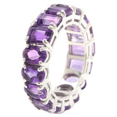 8.00 Carats Exquisite Natural Amethyst 14K Solid White Gold Ring