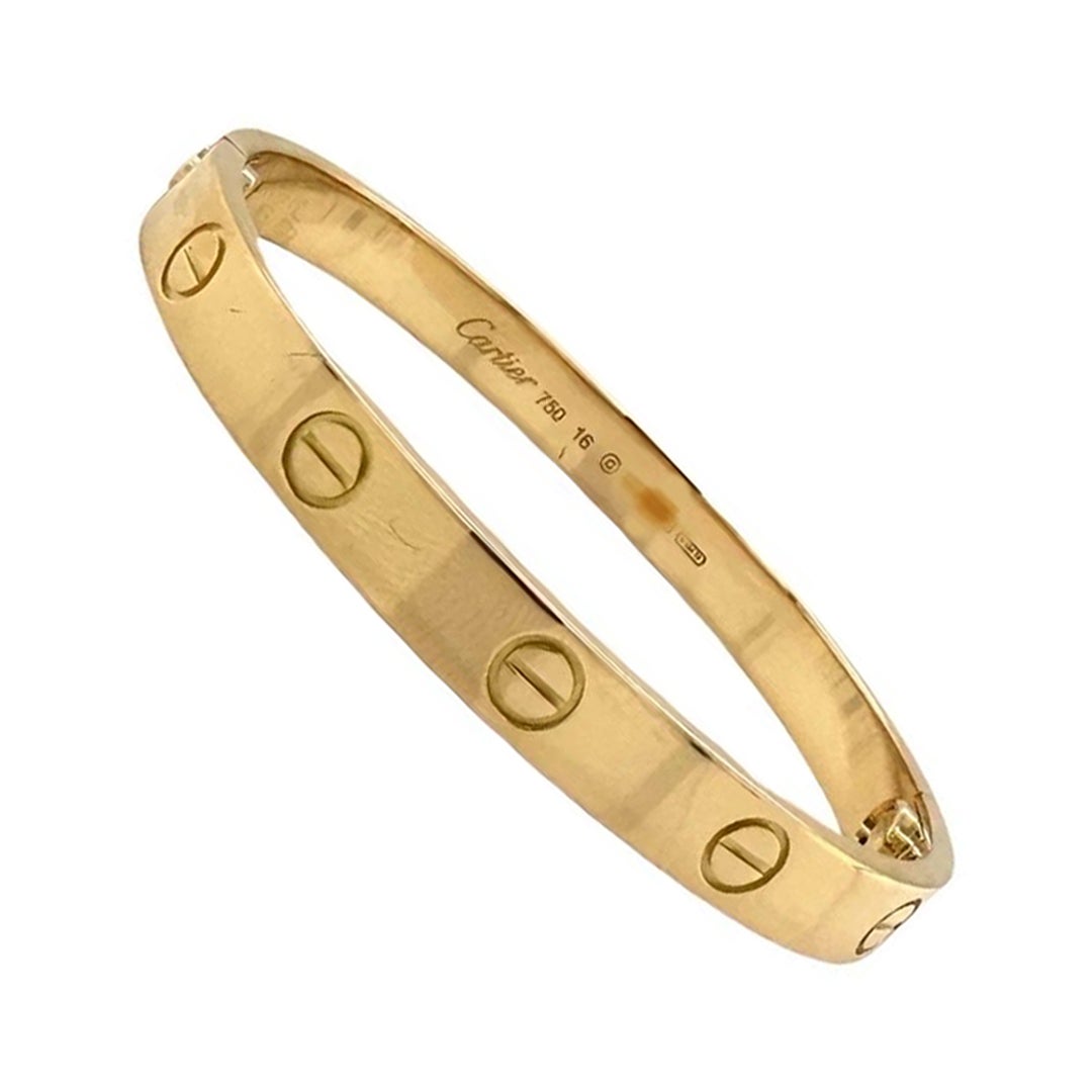 Cartier Bracelet Love en or jaune 18 carats, taille 16 sur 1stDibs | cartier  bracelet 750 16 ip 6688 prix