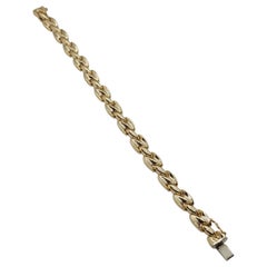 14kt Yellow Gold 7 Inch Link Bracelet, Italian, Hollow, 8mm Wide, 13.2 Grams