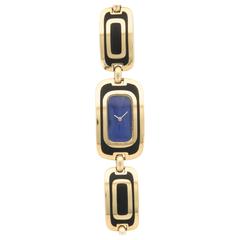 Vacheron Constantin Ladies Yellow Gold Inlaid Wood Lapis Lazuli Wristwatch