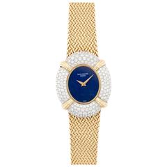 Vintage Patek Philippe Ladies Yellow Gold Diamond Lapis Lazuli Bracelet Wristwatch