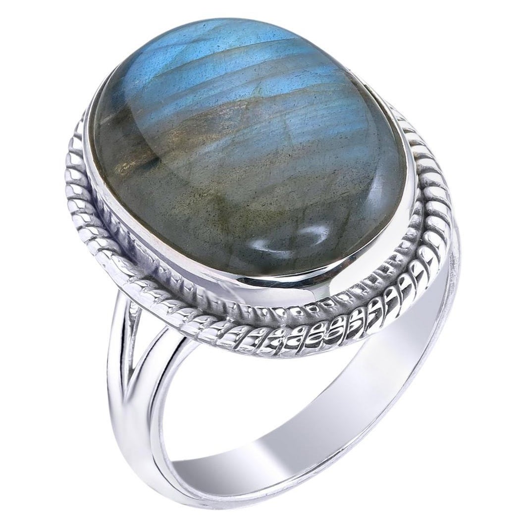 Bague élégante en argent sterling 925 et labradorite en vente