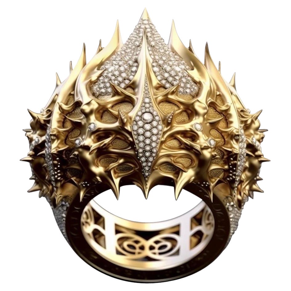 Individuell anpassbarer Ring aus 18 Karat Gold und Diamanten Oceanic Reverie im Angebot