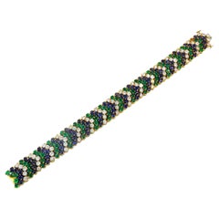 Hammerman Brothers 18K Yellow Gold Diamond Emerald Sapphire Bracelet